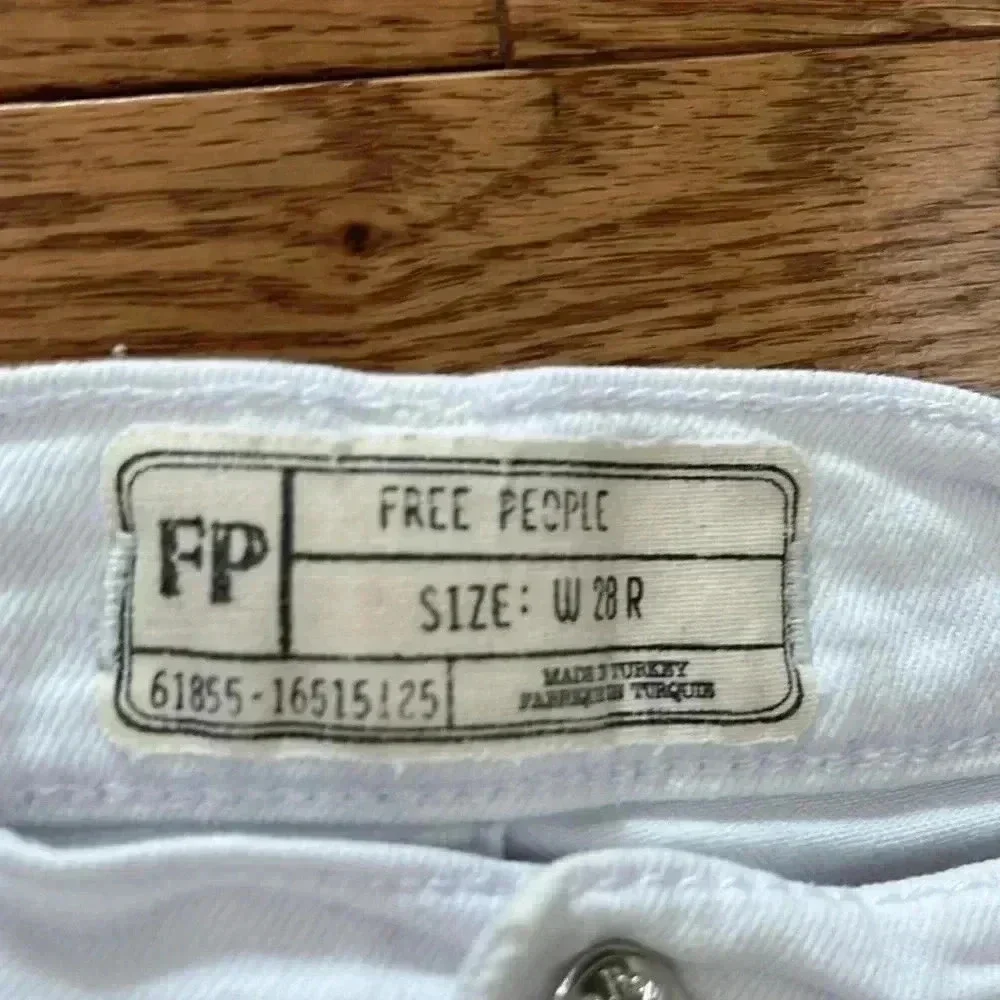 [W28] Free People  OB636273R Busted Knee Skinny High Rise Ankle Jeans White - Picture 4 of 7